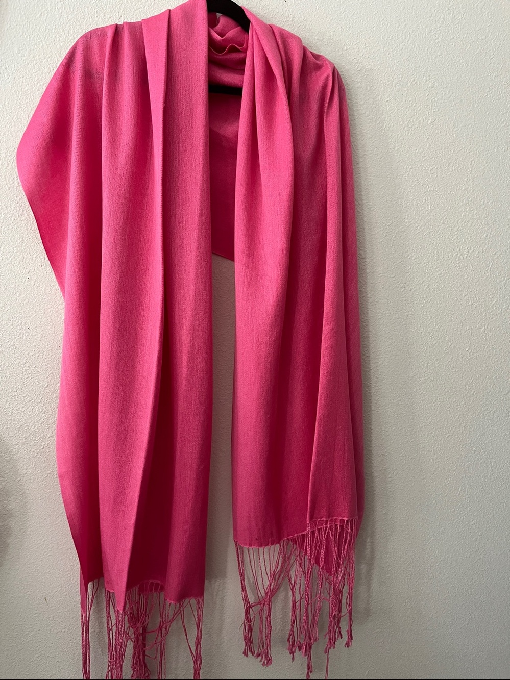 Silk & Cashmere Pink Fringed  Shawl, Wrap
Oversized
72”x 32”